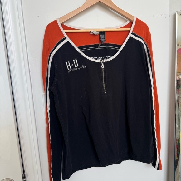 Vintage Harley-Davidson Zip Front Long Sleeve – Black & Orange Racing Style 1W - Picture 2 of 6